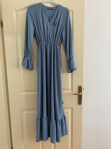 Yeni tesettür mavi elbise