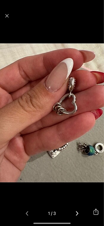 ic içe kalp charm pandora