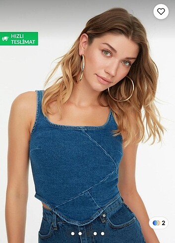 s Beden mavi Renk Kot denim crop