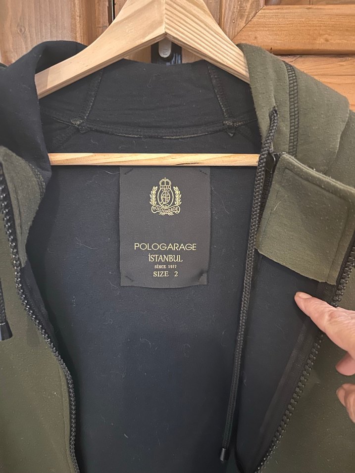 Kadın Haki Fermuarlı Kapüşonlu Sweatshirt - Görsel 4