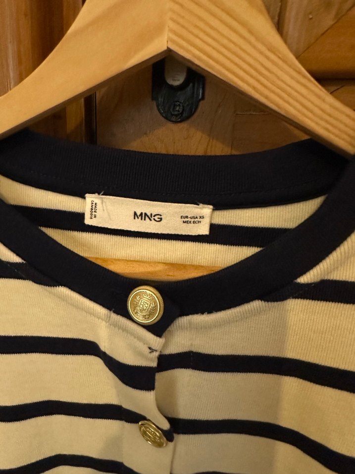 Düğmeli Çizgili Pamuklu Kadın Hırka - Görsel 4