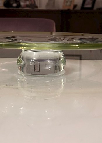 Parlak Yeşil Kenarlı Cam pasta servislik - Görsel 6