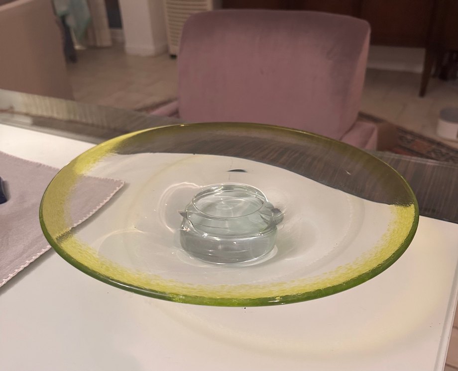 Parlak Yeşil Kenarlı Cam pasta servislik - Görsel 5