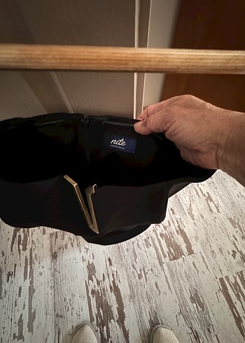 Siyah Straplez Uzun Drapeli Kadın Elbisesi - Görsel 4