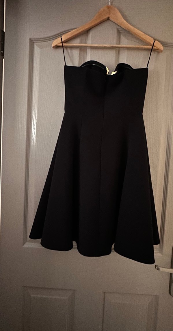 Siyah Straplez Uzun Drapeli Kadın Elbisesi - Görsel 3