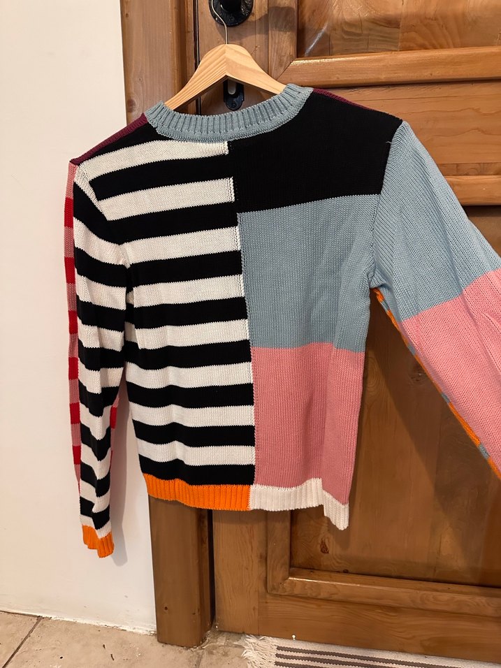 Renkli Desenli Kadın Triko Kazak - Görsel 2