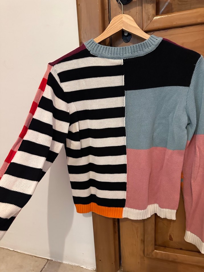 Renkli Desenli Kadın Triko Kazak - Görsel 3