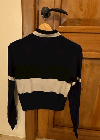 Siyah Çizgili Boğazlı Kadın Kazak - Görsel 3