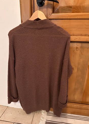 Örgü Kahverengi Midi Kadın Hırka - Görsel 2