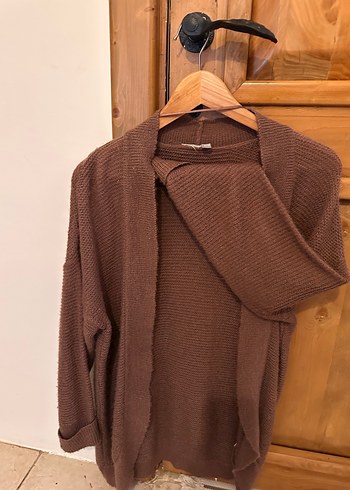 Örgü Kahverengi Midi Kadın Hırka - Görsel 3