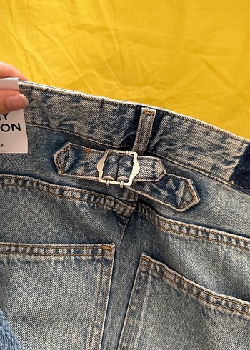 38 Beden sarı Renk Kadın Gri Denim Geniş baggy pantolon