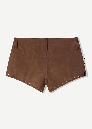 Bershka Kahverengi zımba detaylı Mini Şort
