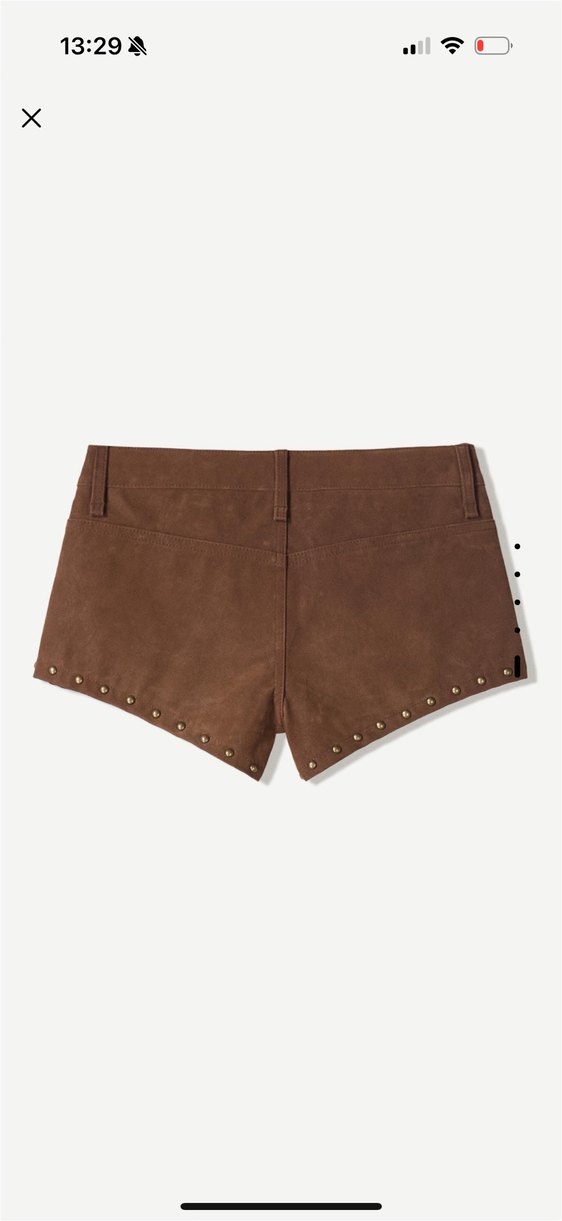 Kahverengi  zımba detaylı Mini Şort - Görsel 5