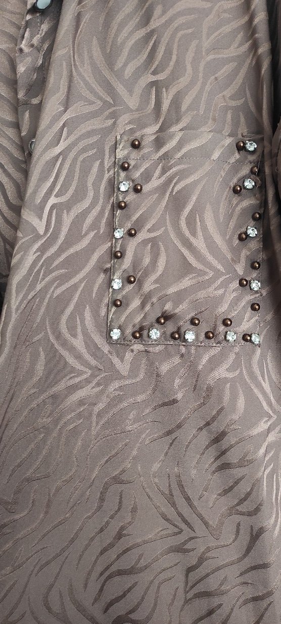 Düğmeli Uzun Kahverengi Kadın Gömlek - Görsel 2