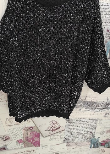 Siyah Örgü Kadın Kazak - Görsel 3