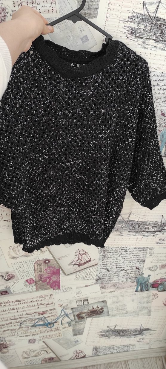 Siyah Örgü Kadın Kazak - Görsel 3