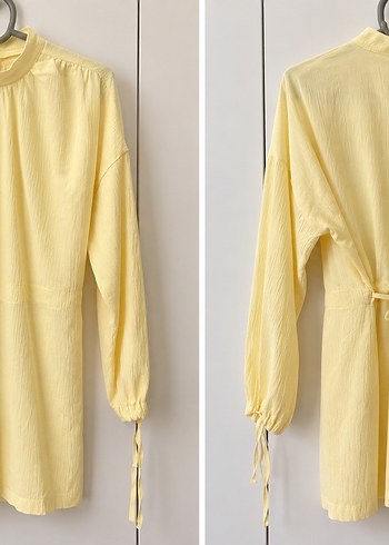 Diğer Pastel Sari Belden Baglamali Sik Kadin Tunik