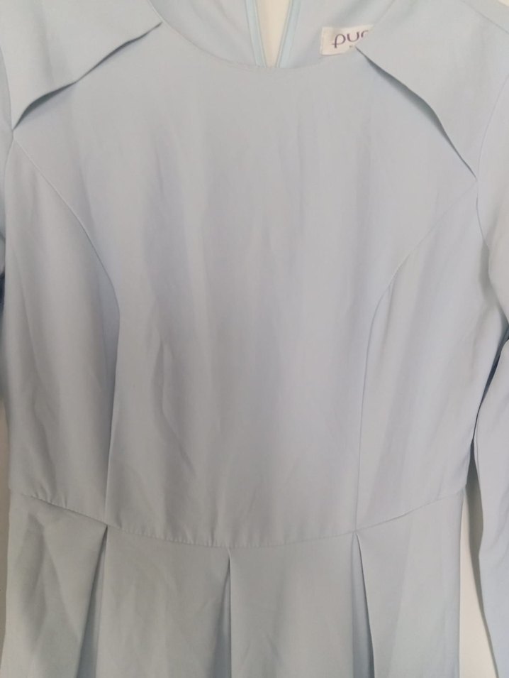 Mavi Uzun Kol Drapeli Tesettür Abiye - Görsel 3