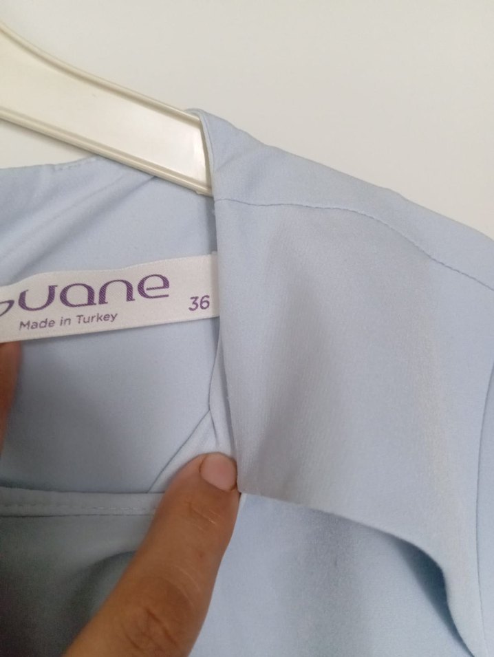 Mavi Uzun Kol Drapeli Tesettür Abiye - Görsel 4