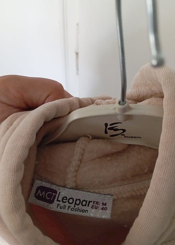 40 Beden Bej Kapüşonlu Oversize Kadın Sweatshirt