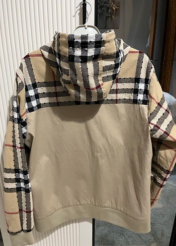 Bej Ekoseli Kapüşonlu erkek Ceket - Görsel 2