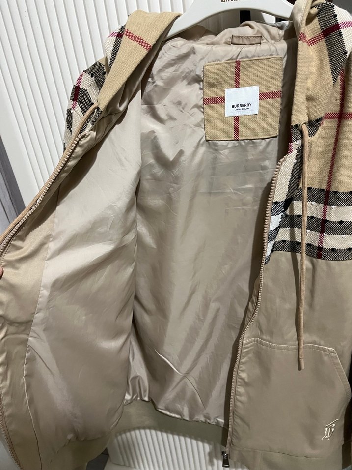 Bej Ekoseli Kapüşonlu erkek Ceket - Görsel 3