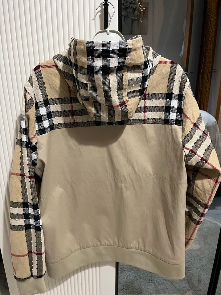 Bej Ekoseli Kapüşonlu erkek Ceket - Görsel 2