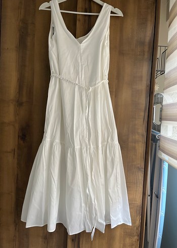 İpekyol beyaz V Yaka Uzun Elbise - Görsel 2