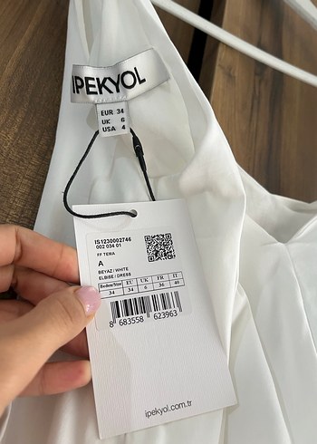 İpekyol beyaz V Yaka Uzun Elbise - Görsel 3