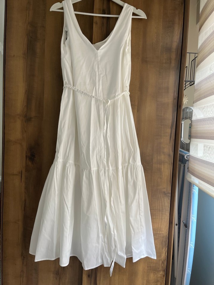 İpekyol beyaz V Yakalı Uzun Elbise - Görsel 2