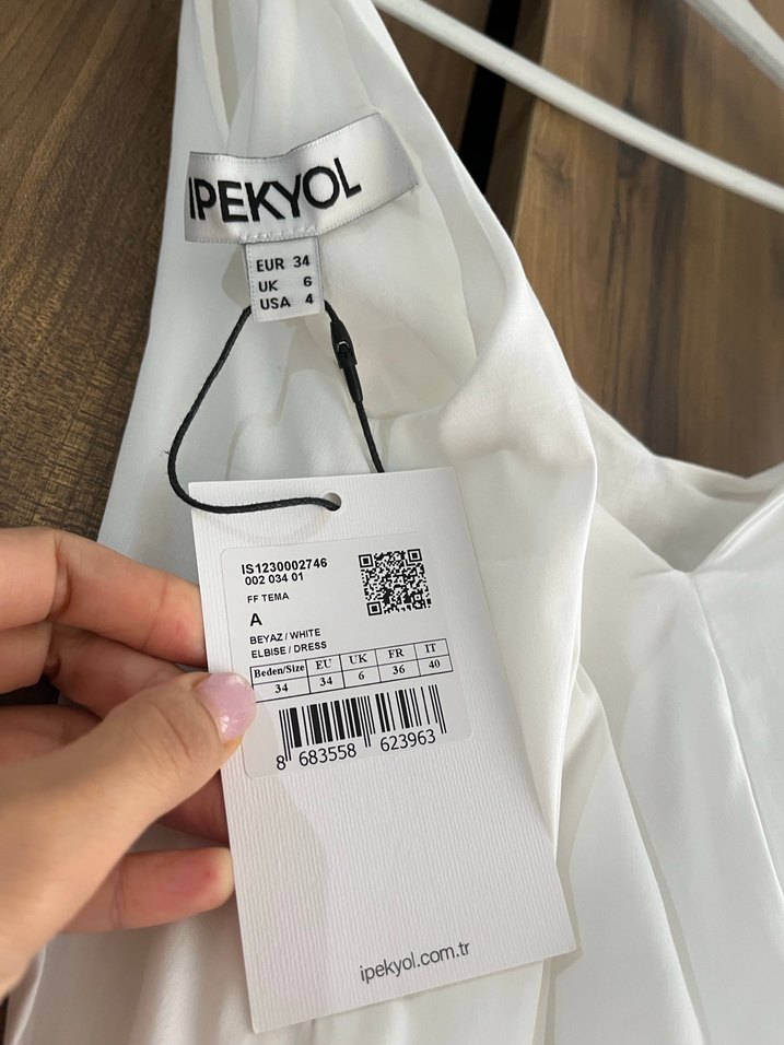 İpekyol beyaz V Yakalı Uzun Elbise - Görsel 3