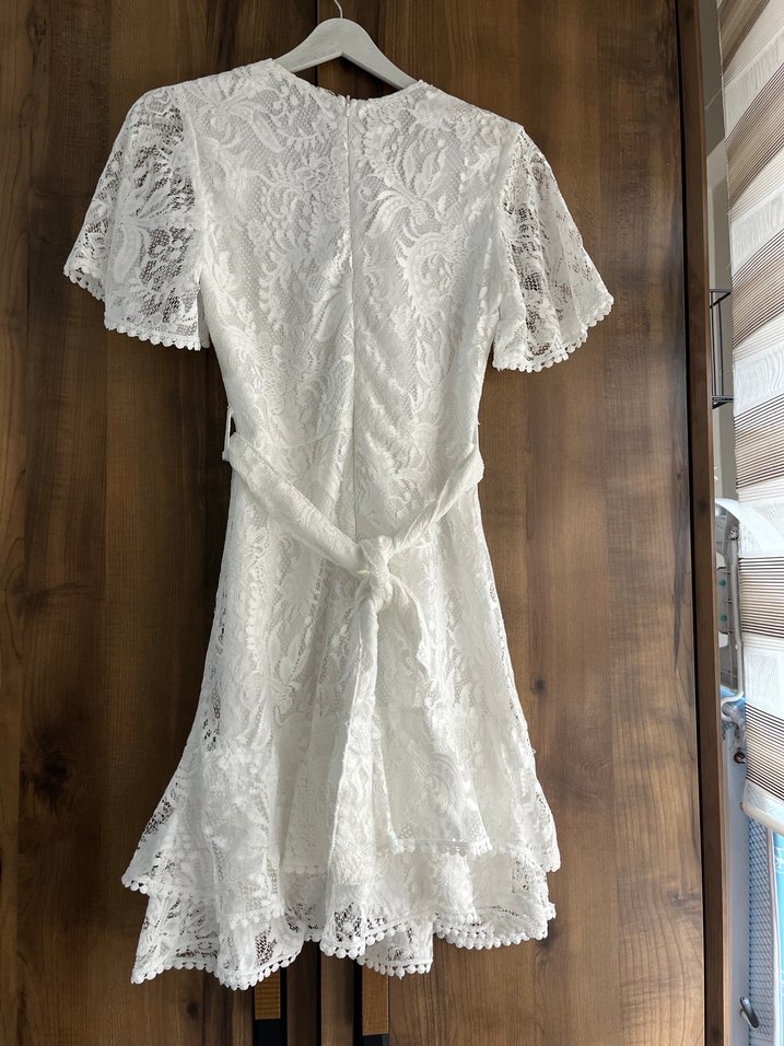 Beyaz Dantel Gelinlik söz nişan elbisesi - Görsel 2