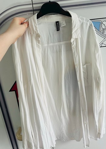 HM Beyaz Düğmeli Kadın Gömlek - Görsel 4
