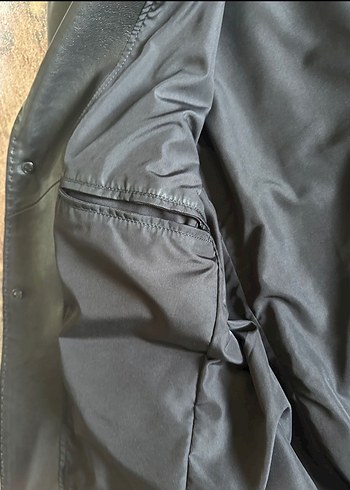 Düğmeli Siyah Deri Erkek Ceket - Görsel 3