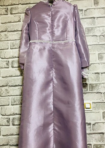 Diğer Mor Uzun Kollu Nakışlı Vintage Abiye Elbise