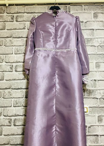 xxl Beden mor Renk Mor Uzun Kollu Nakışlı Vintage Abiye Elbise