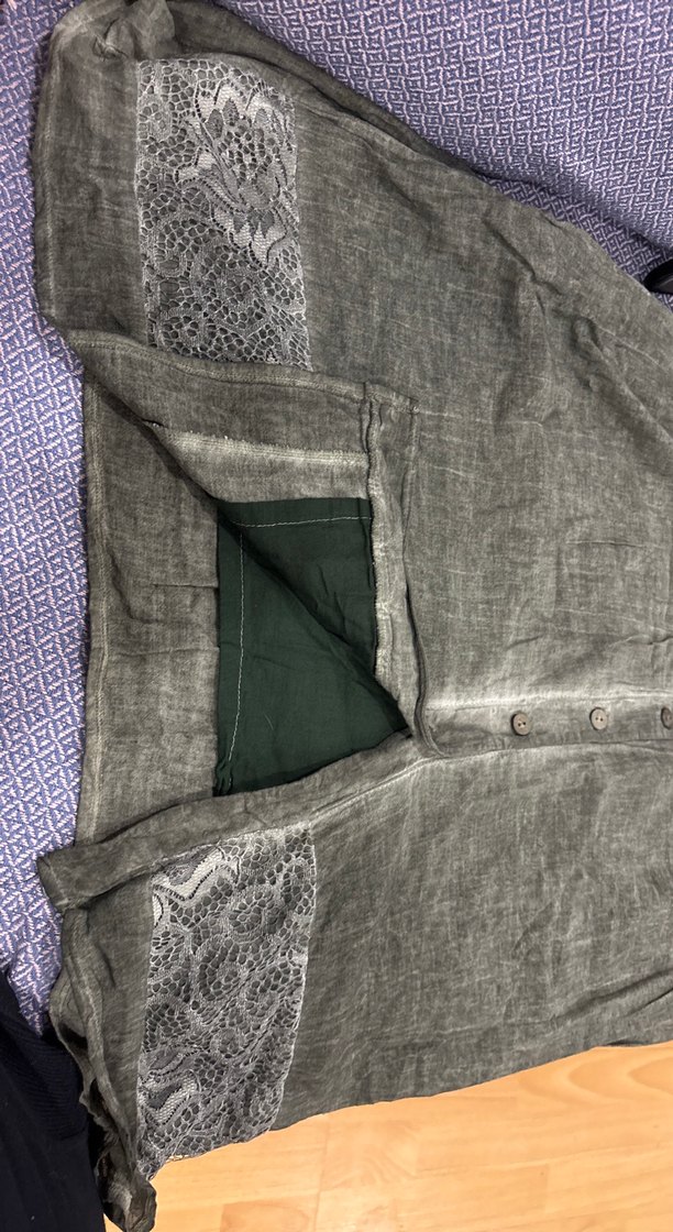 Nakışlı haki yeşil Uzun Keten Bohem elbise - Görsel 4