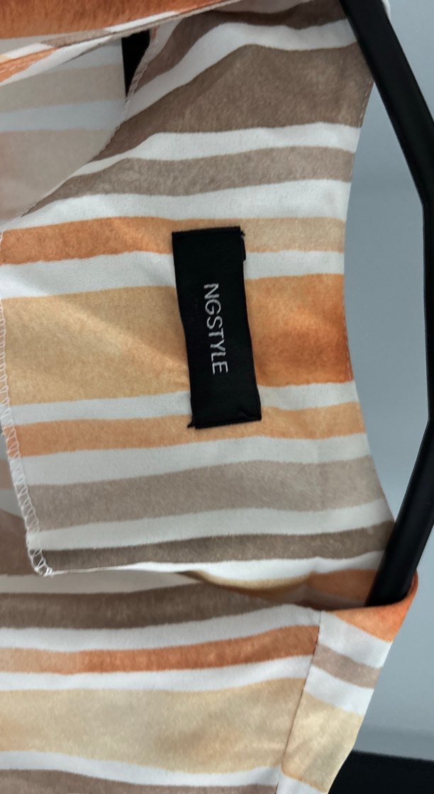 Drapeli V Yaka Kısa Kollu çizgili Kadın Bluz - Görsel 2