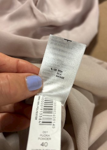 Parlak %100 ipek Bej midi Park bravo Elbise - Görsel 5