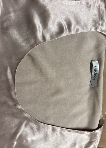 Parlak %100 ipek Bej midi Park bravo Elbise - Görsel 6