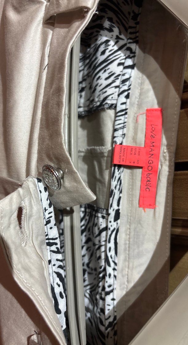 Bej Keten mango kadın Pantolon - Görsel 2