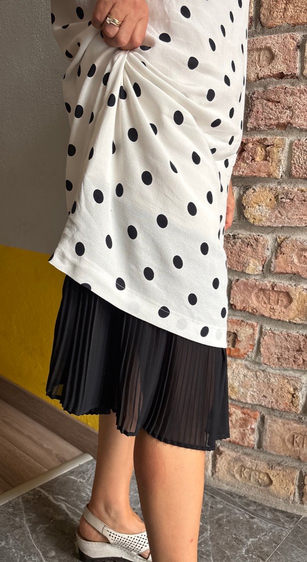 Puantiye Desenli Uzun Salaş Elbise - Görsel 3