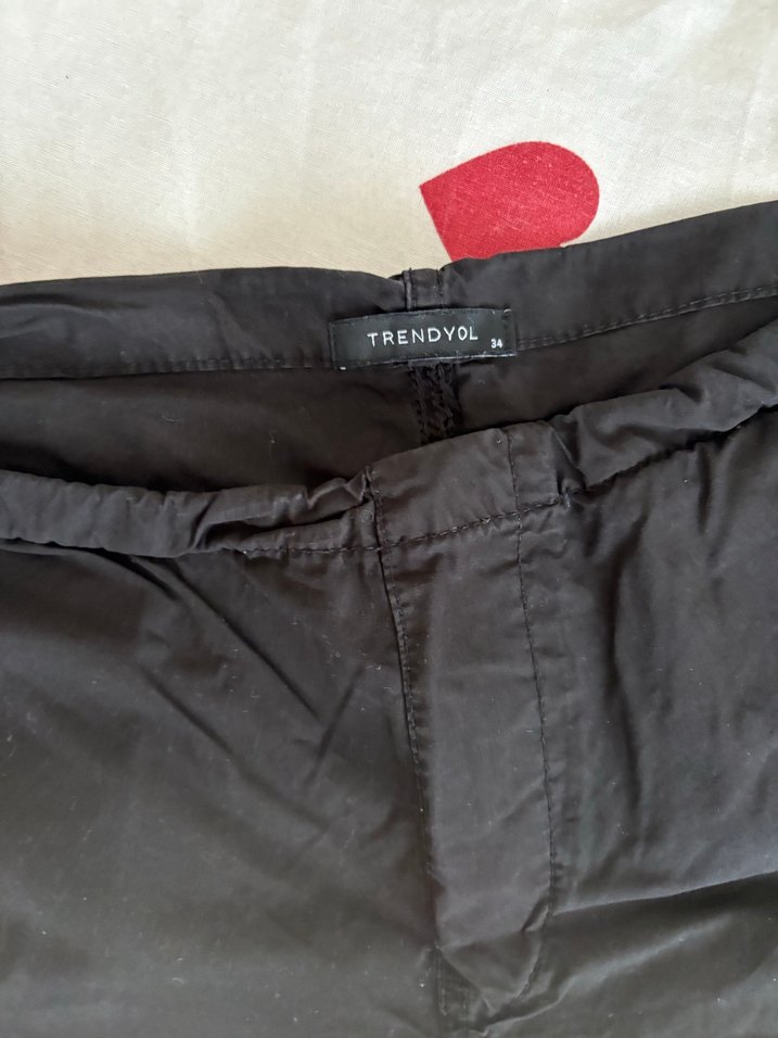 Siyah Rahat Kesim paraşüt kumaş pantolon - Görsel 3