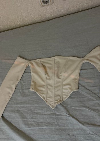 sırt fermuarlı crop bluz - Görsel 2