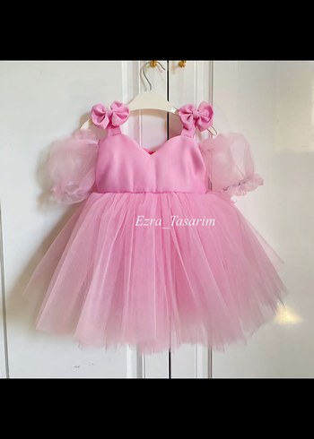 Pembe Fırfırlı Kız Çocuk Abiye Elbise