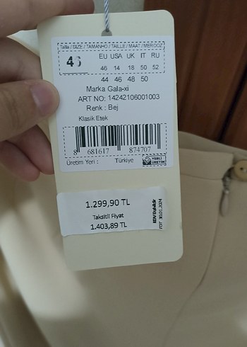 46 Beden Bej Midi Drapeli Kadın Etek