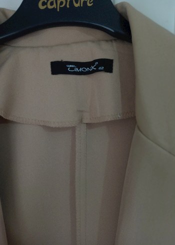 42 Beden camel Renk Bej Düğmeli Kadın Blazer