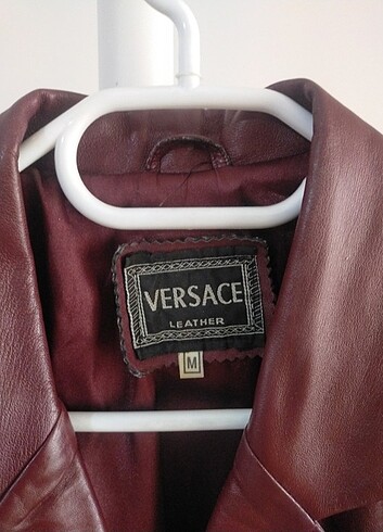 m Beden bordo Renk VERSACE DERİ KABAN