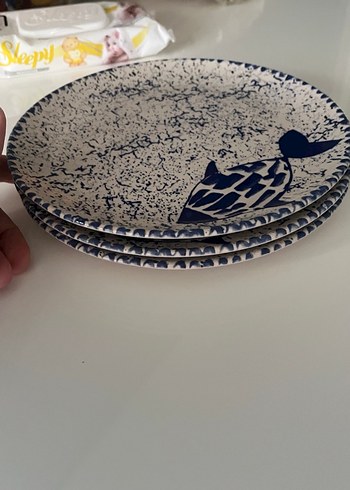 Koyu Mavi Balık Desenli Yemek Tabağı Seti - Görsel 2