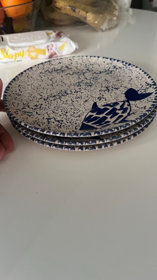 Koyu Mavi Balık Desenli Yemek Tabağı Seti - Görsel 2